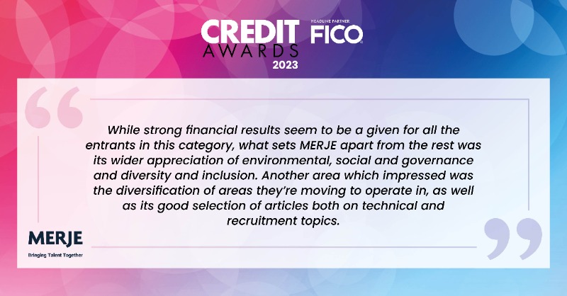 MERJE wins Recruitment Partner of the Year at the Credit Awards 2023